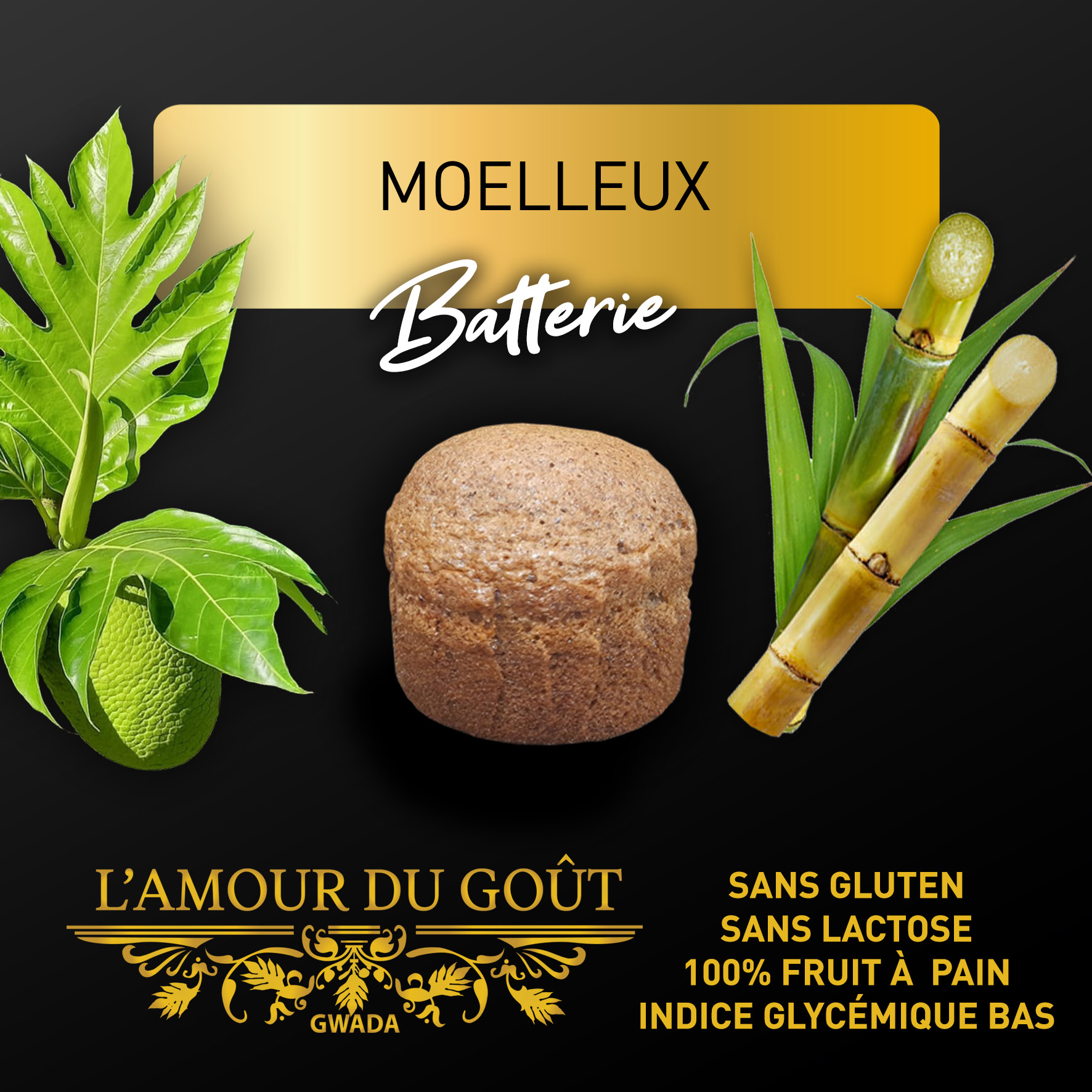 Moelleux batterie (fruit à pain) sans gluten à la canne à sucre – L'Amour du Goût Gwada
