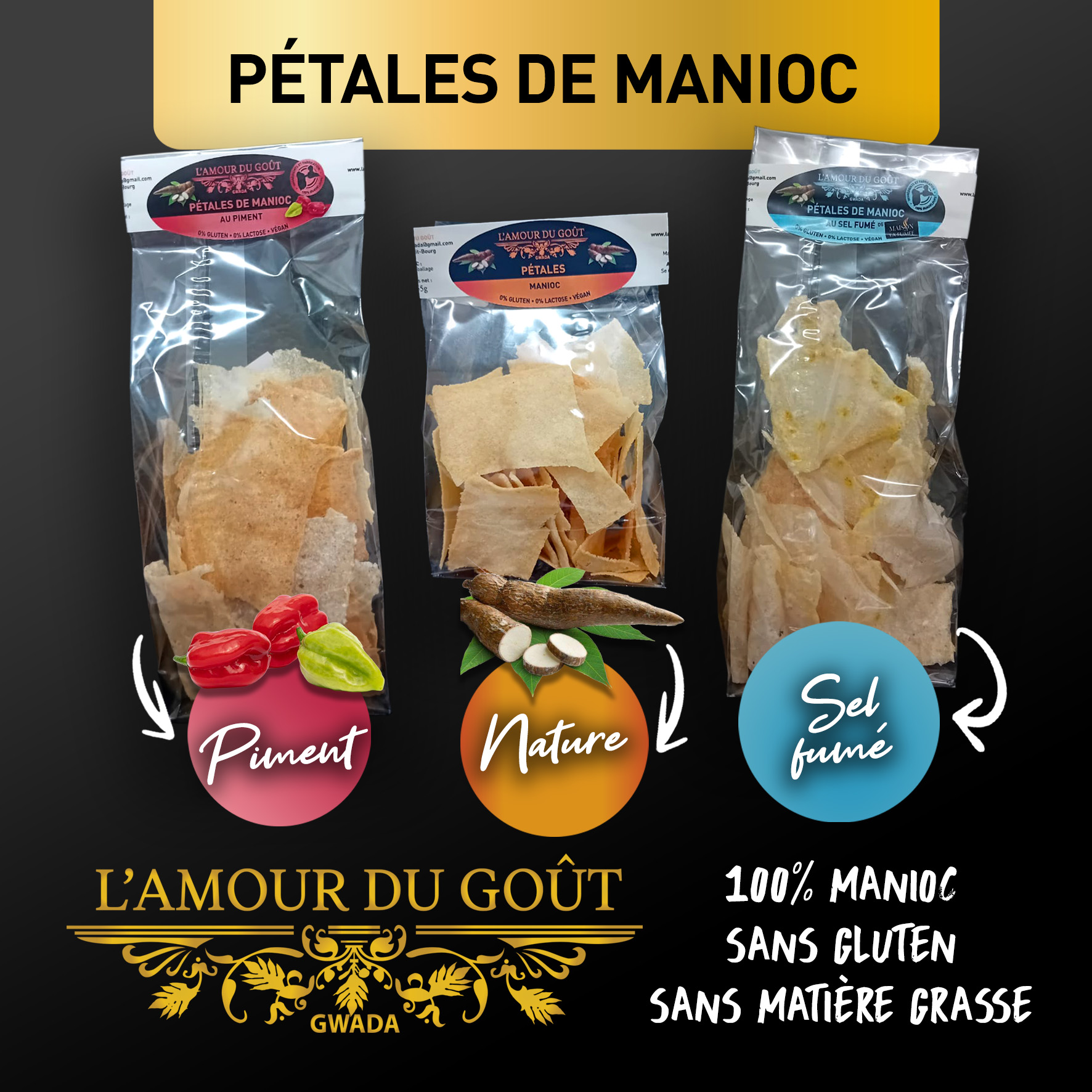 Pétales de manioc - chips de manioc croustillantes - L'Amour du Goût
